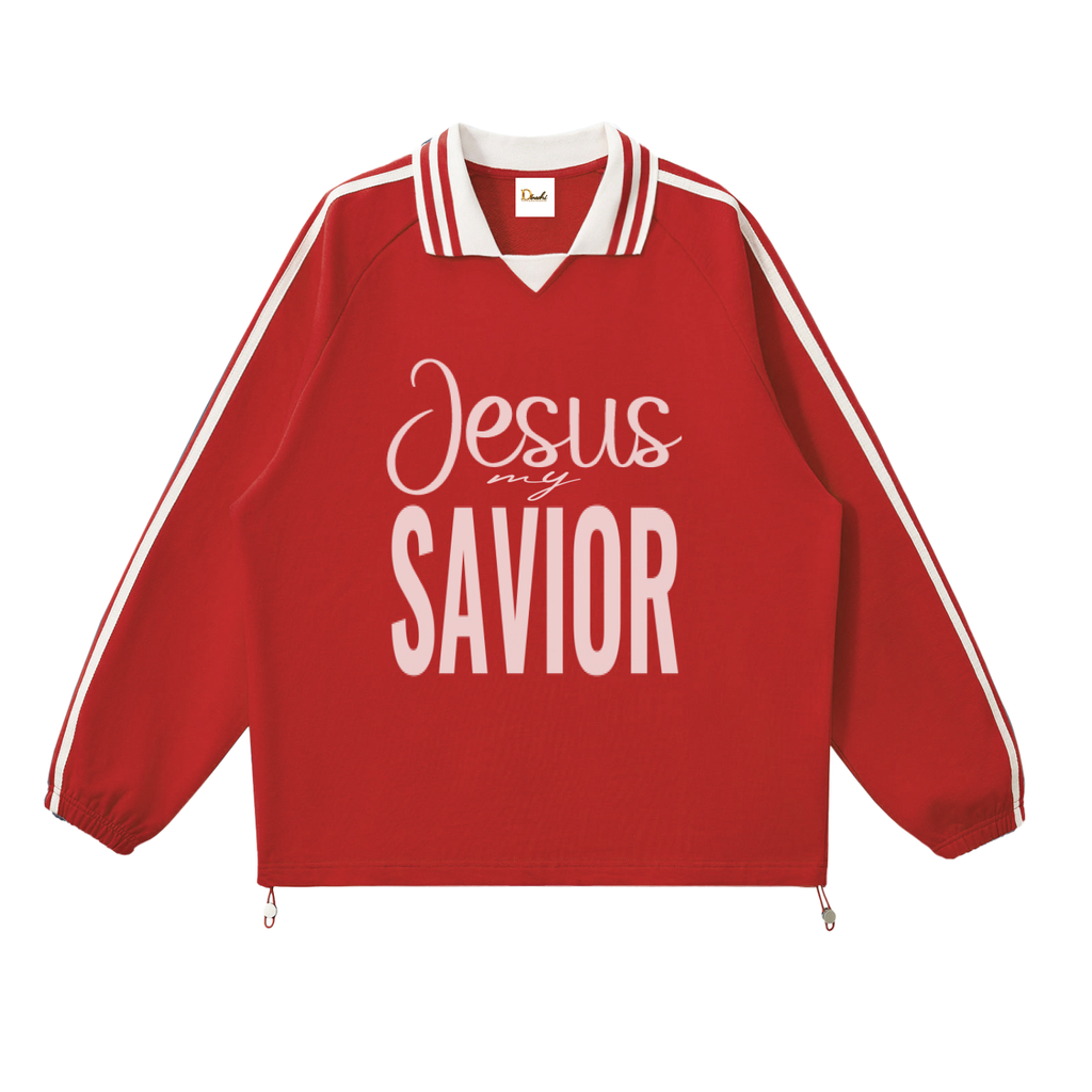 Jesus My Savior - Striped Collar Sweatshirt