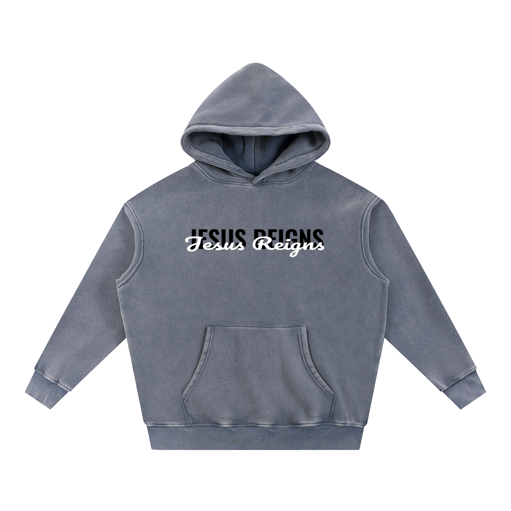 Jesus Reigns - Snow Wash Fleece Oversize Hoodie