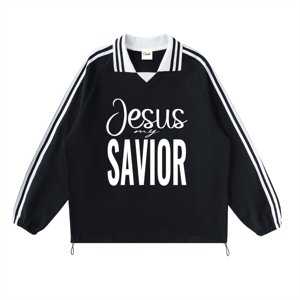 Jesus My Savior - Striped Collar Sweatshirt