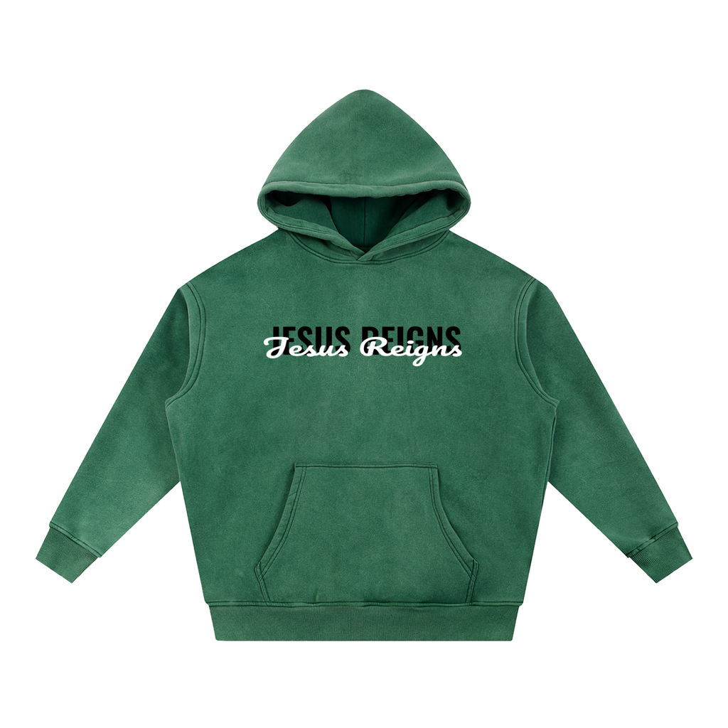 Jesus Reigns - Snow Wash Fleece Oversize Hoodie