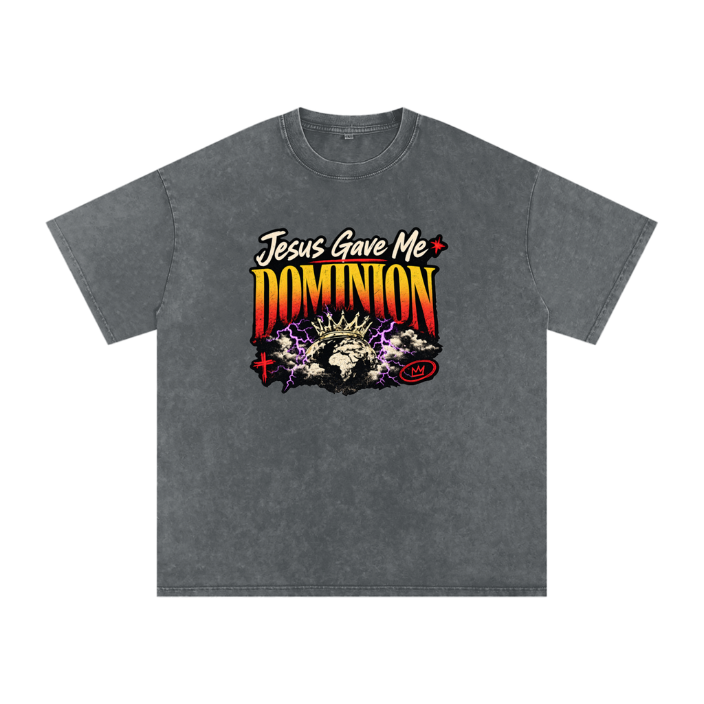 Jesus Gave Me Dominion - Snow Washed Oversized Cotton T-Shirt