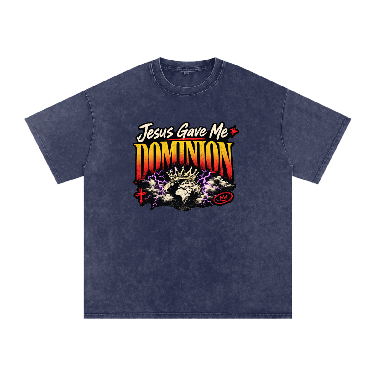 Jesus Gave Me Dominion - Snow Washed Oversized Cotton T-Shirt