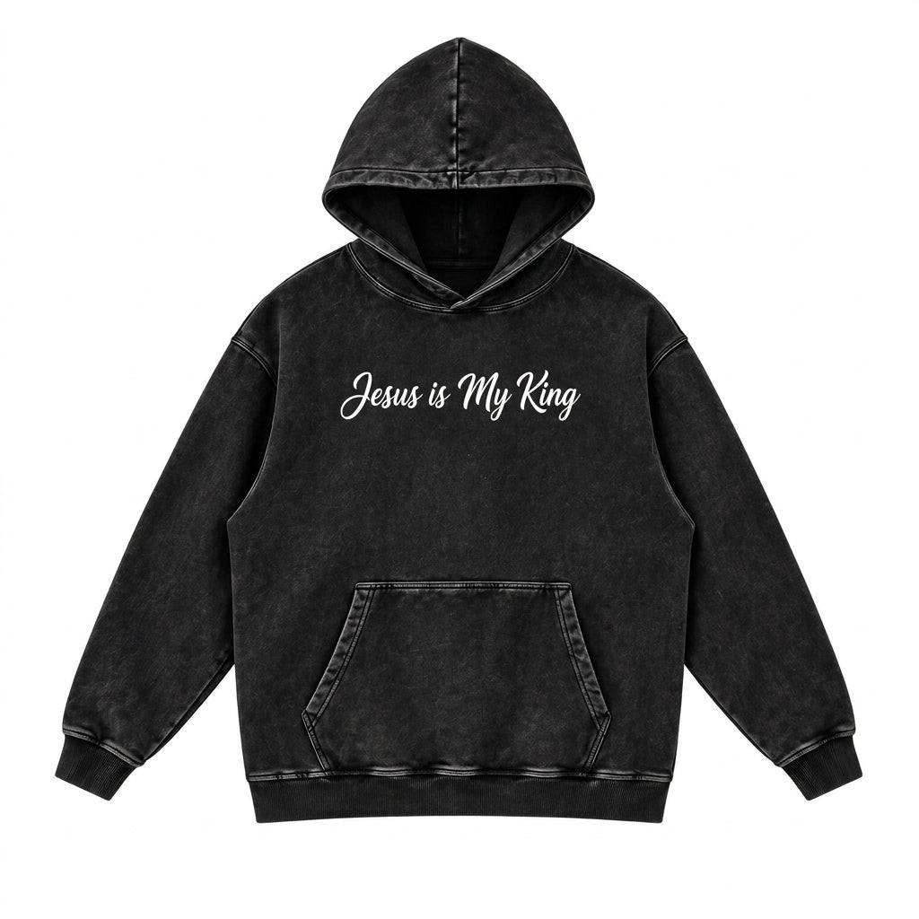 Jesus is My King - Snow Washed Loose Cotton Hoodie