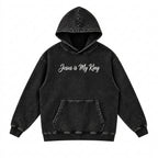 Jesus is My King - Snow Washed Loose Cotton Hoodie