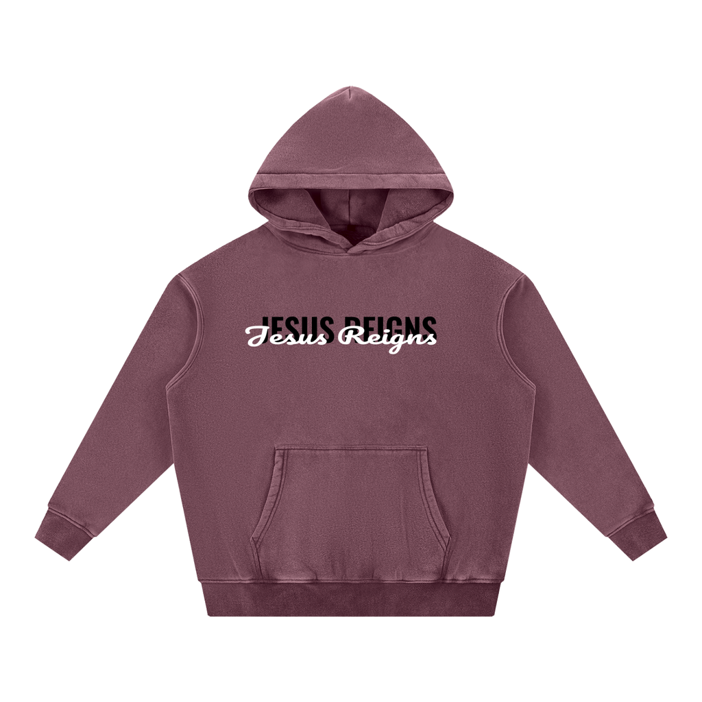 Jesus Reigns - Snow Wash Fleece Oversize Hoodie