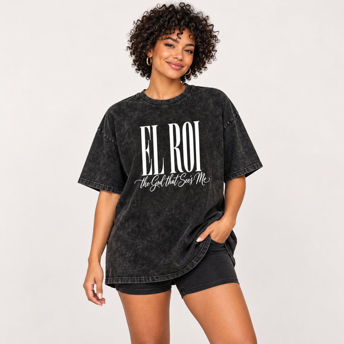 El Roi - Snow Washed Oversized Cotton T-Shirt