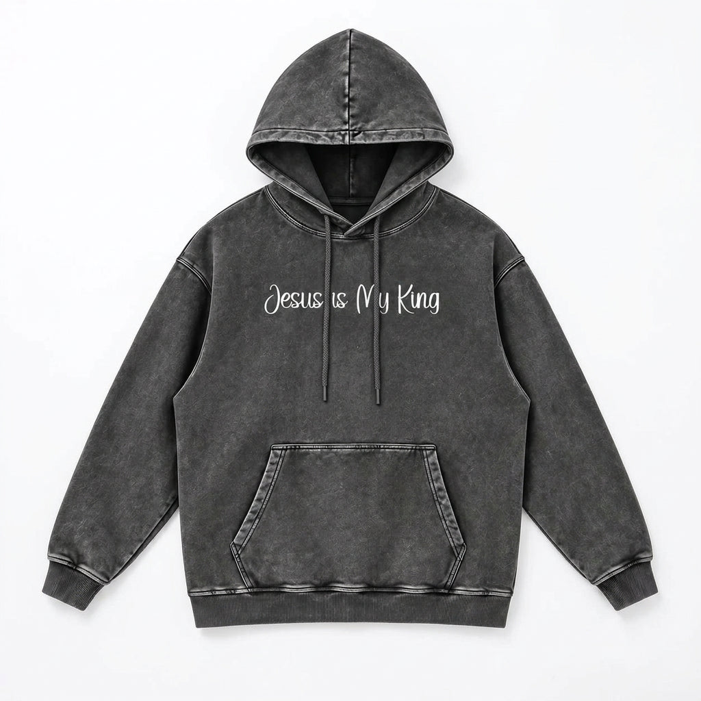 Jesus is My King - Snow Washed Loose Cotton Hoodie