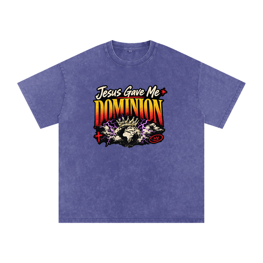Jesus Gave Me Dominion - Snow Washed Oversized Cotton T-Shirt