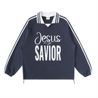 Jesus My Savior - Striped Collar Sweatshirt