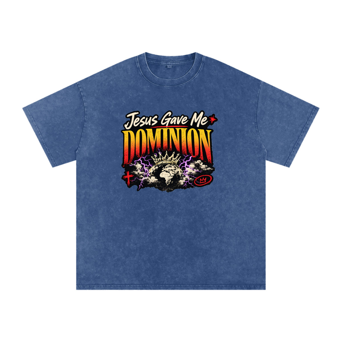 Jesus Gave Me Dominion - Snow Washed Oversized Cotton T-Shirt