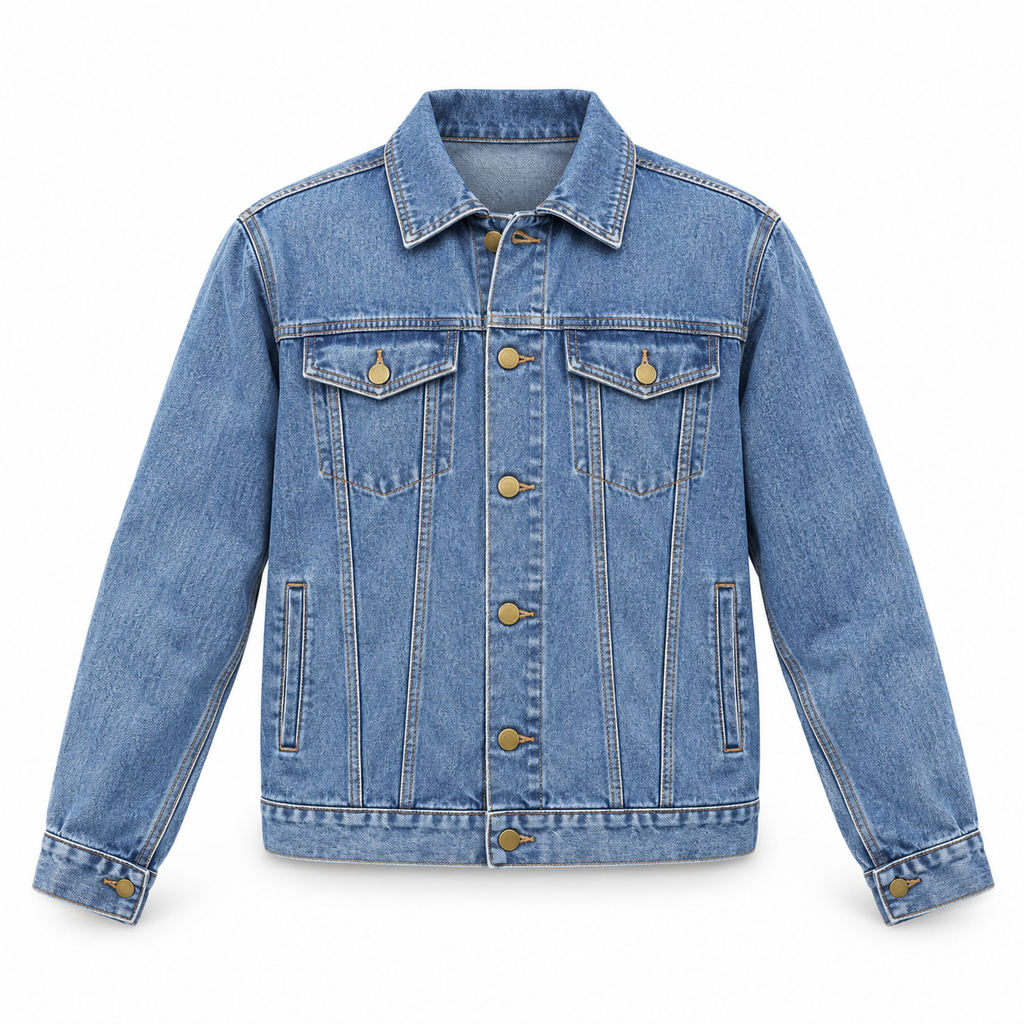 3D product mockup, Medium Denim Wash — El Roi - Men’s Denim Jacket