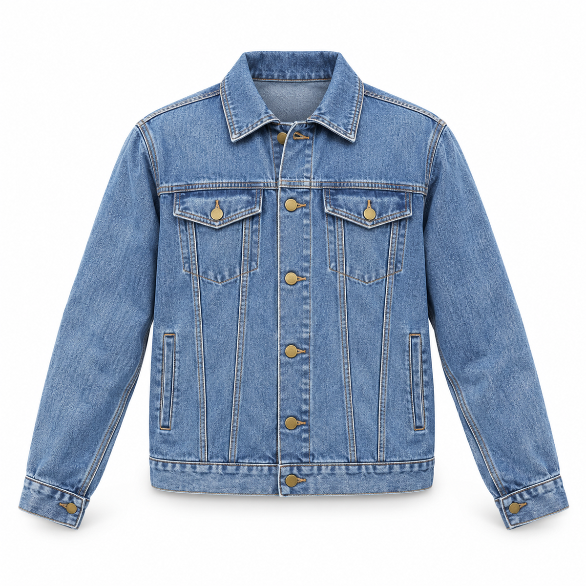 3D product mockup, Medium Denim Wash — El Roi - Men’s Denim Jacket