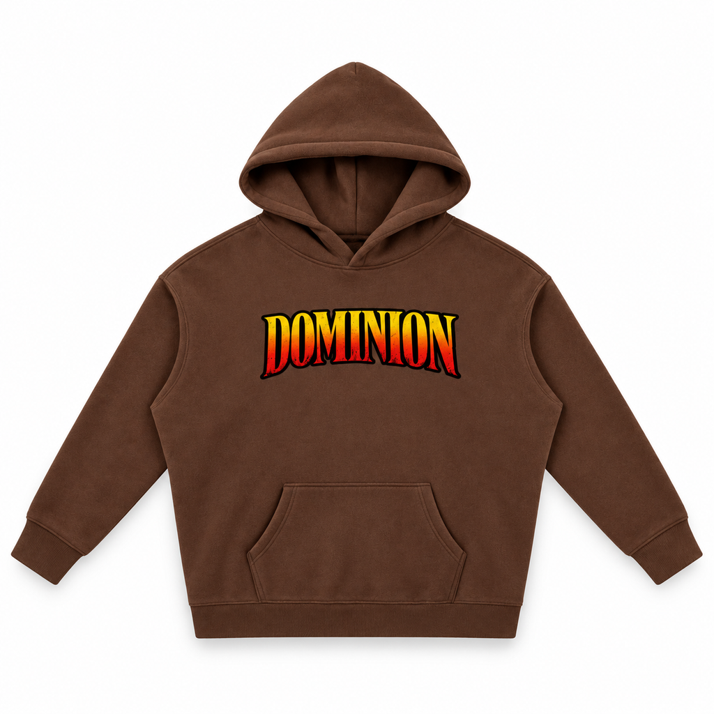 3D product mockup, Coffee — Dominion hoodie