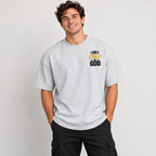 Solo smiling model wearing Child of God - Streetwear Loose Drop Shoulder T-Shirt, Light Gray
