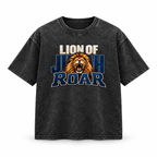 3D product mockup, Black — Lion of Judah Roar - Drop Shoulder Wash T-Shirt