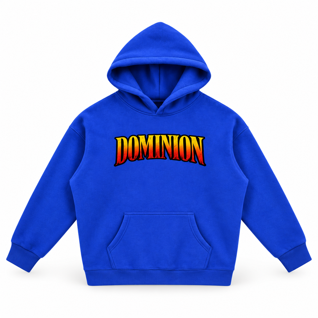 3D product mockup, Klein Blue — Dominion hoodie