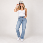 Solo smiling model wearing I am Loved By Jesus - Cap, Royal / Natural