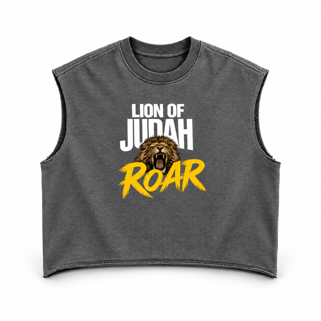 3D product mockup, Gray — Lion of Judah - Boxy Tank Top