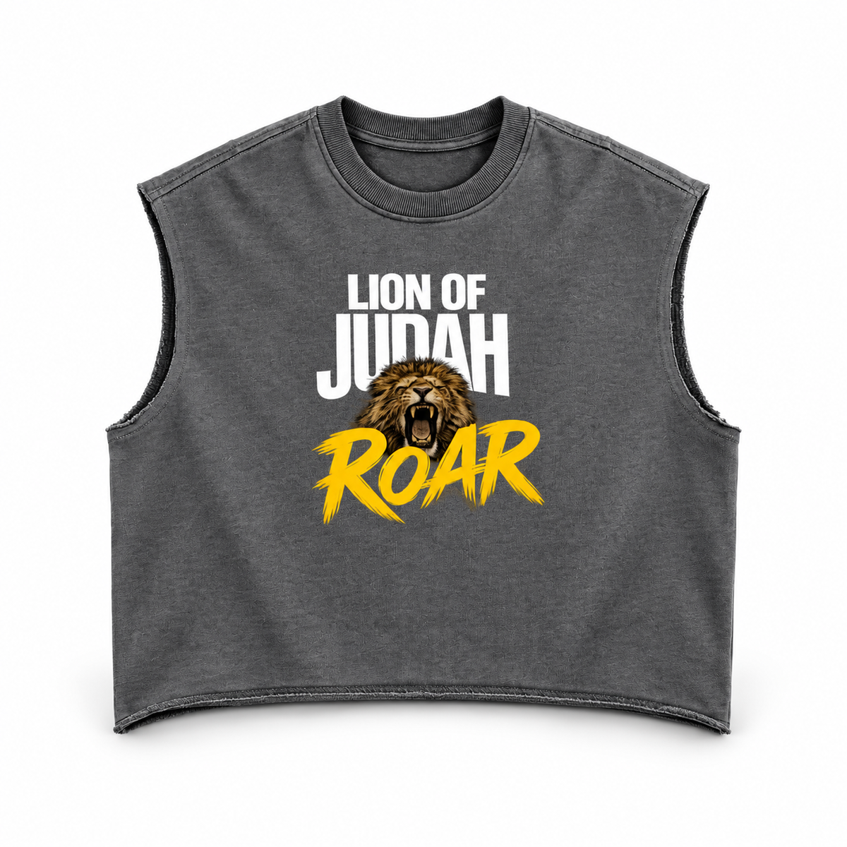3D product mockup, Gray — Lion of Judah - Boxy Tank Top