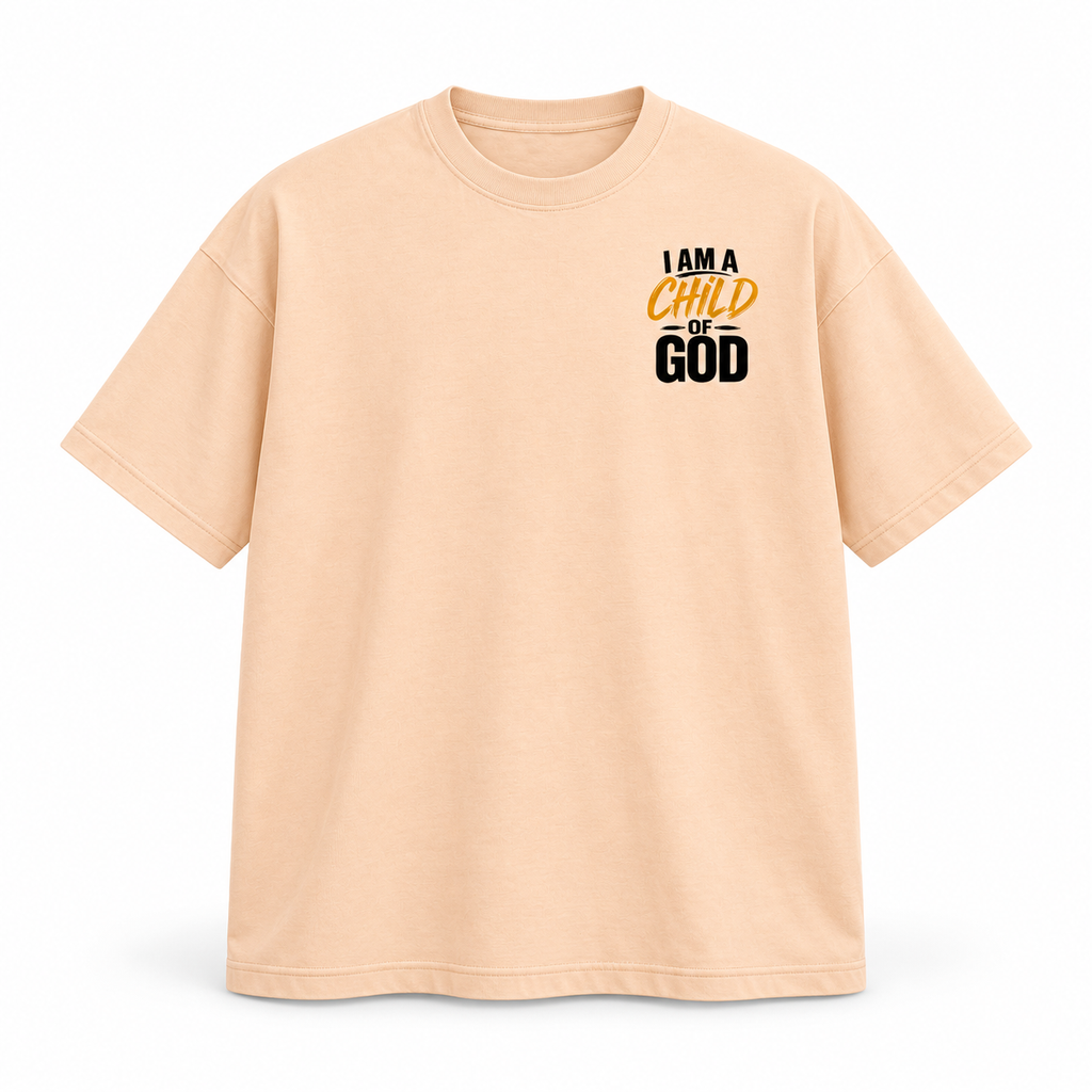 3D product mockup, Light Apricot — Child of God tee