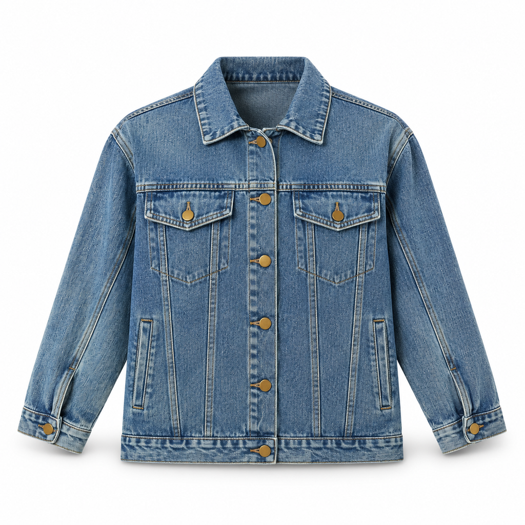 3D product mockup, Medium Denim Wash — El Roi - Women's Denim Jacket