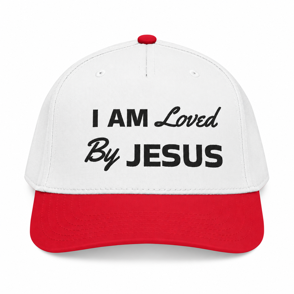 3D product mockup, White — I am Loved By Jesus - Cap