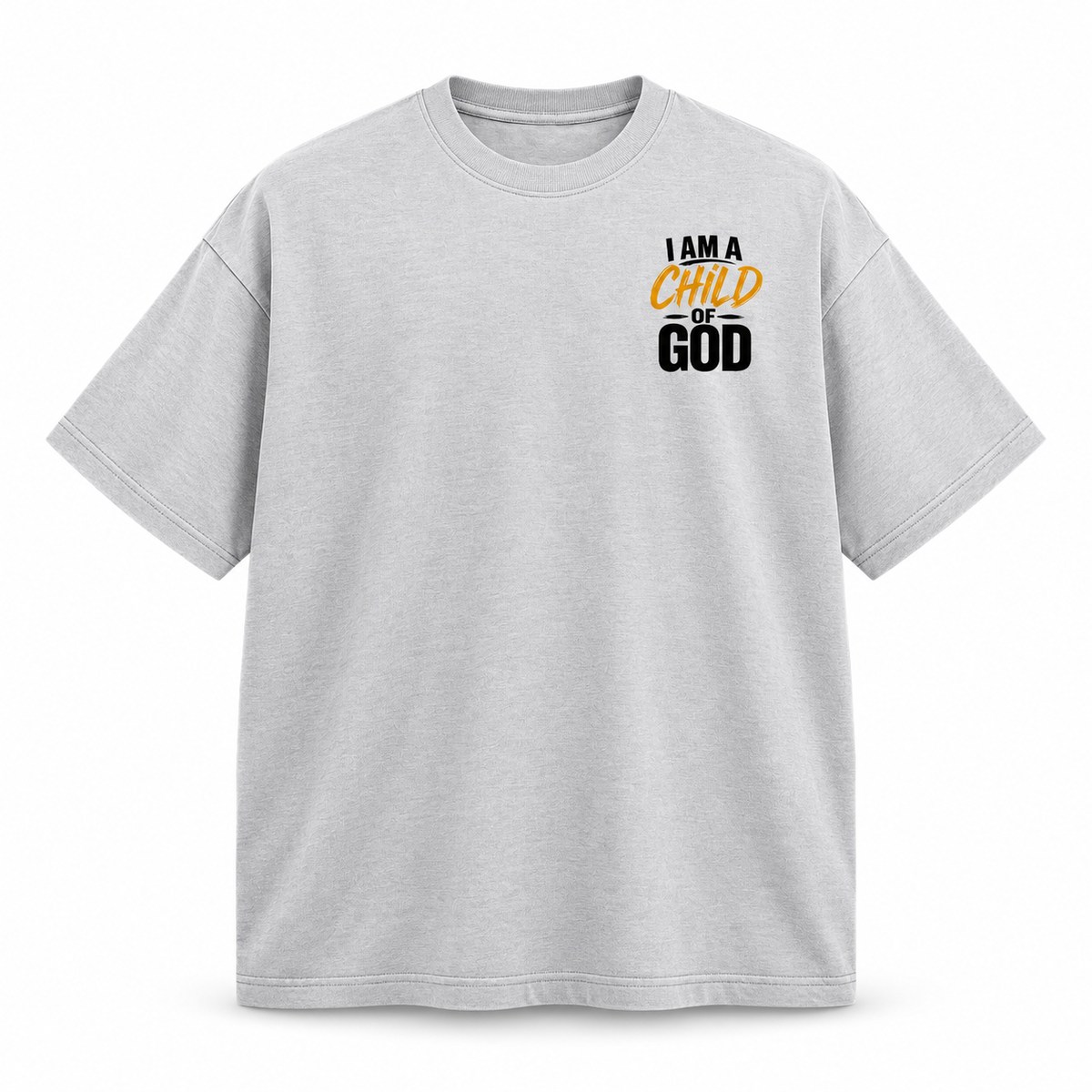 3D product mockup, Light Gray — Child of God - Streetwear Loose Drop Shoulder T-Shirt