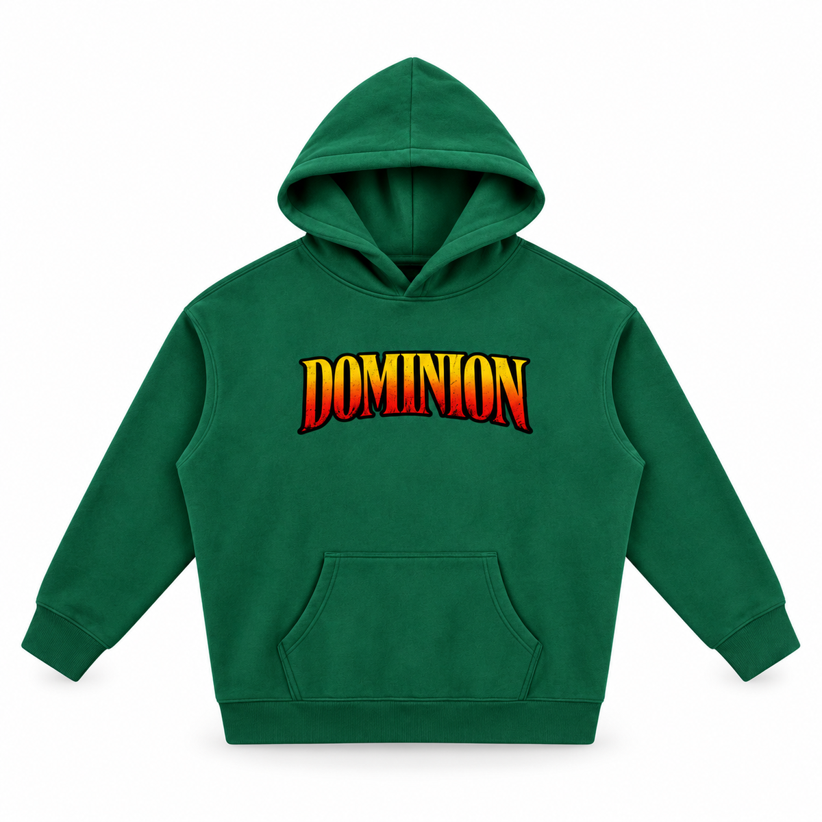 3D product mockup, Eden Green — Dominion hoodie
