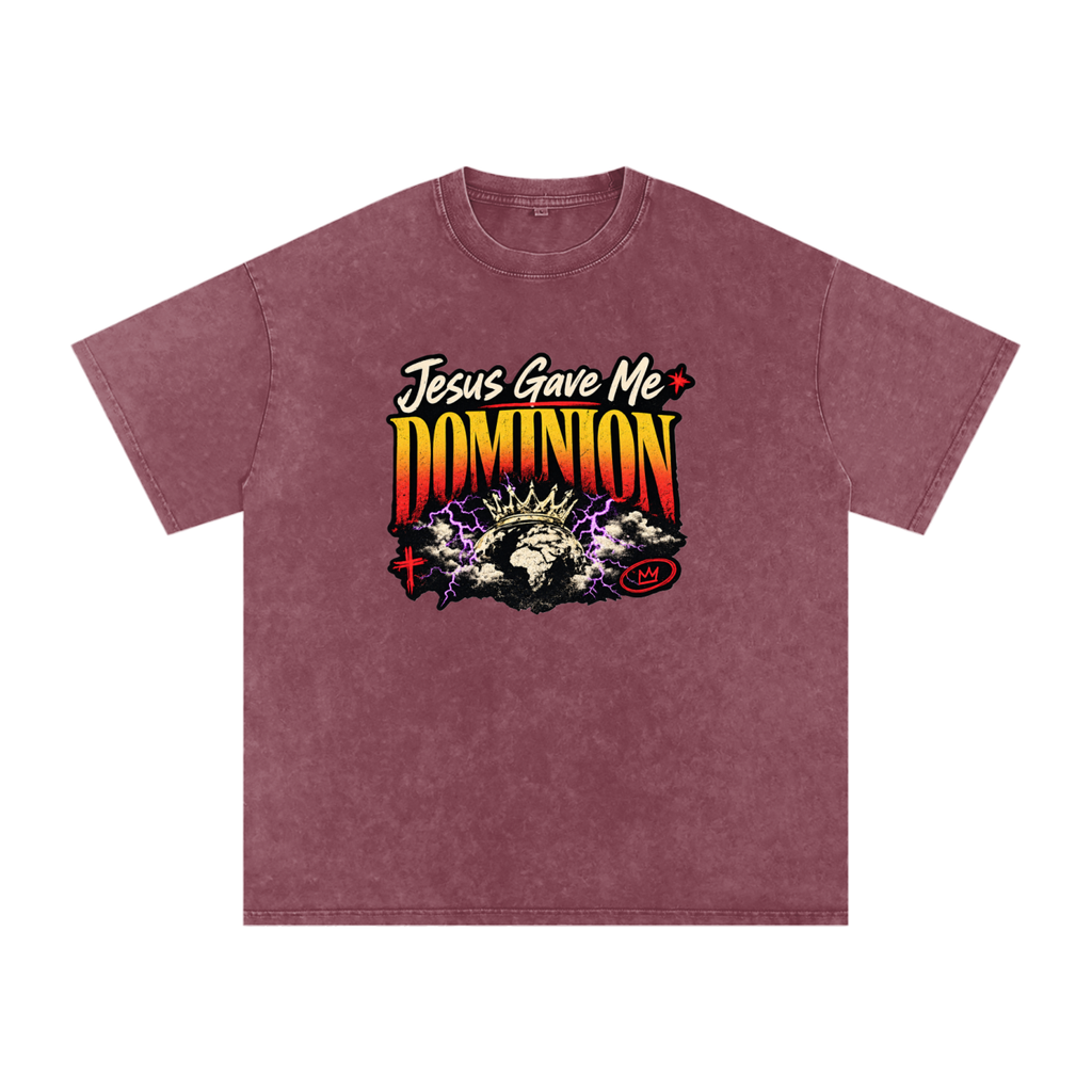 Jesus Gave Me Dominion - Snow Washed Oversized Cotton T-Shirt