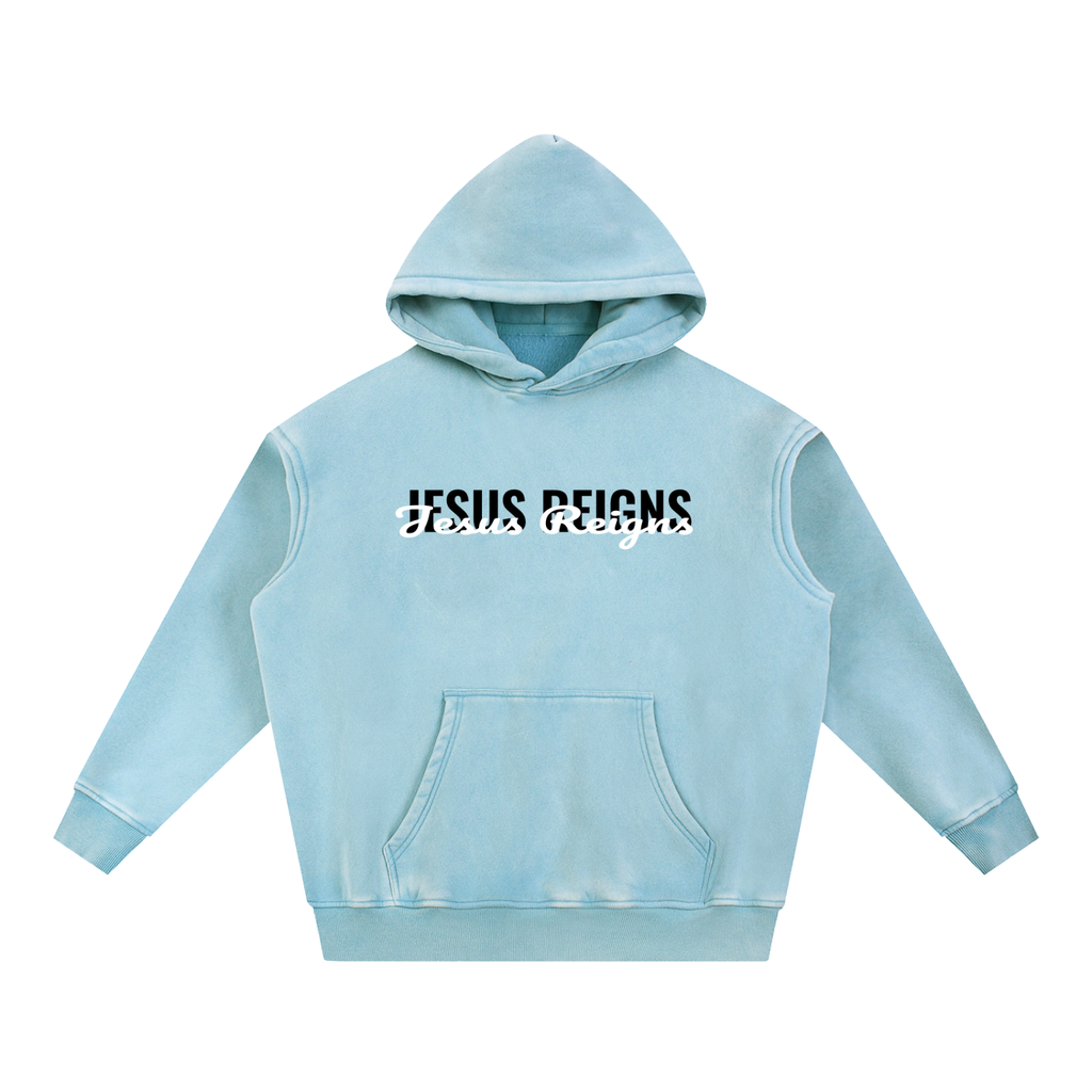 Jesus Reigns - Snow Wash Fleece Oversize Hoodie