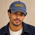 Model mockup of Grace vintage cap in Navy