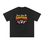 Jesus Gave Me Dominion snow washed oversized tee in Black