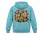 Pigment Light Blue Jesus hoodie, back view 3D product render