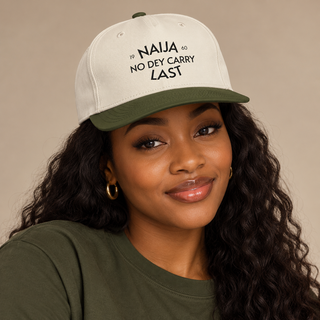Model mockup of Naija No Dey Carry Last cap in Natural / Army